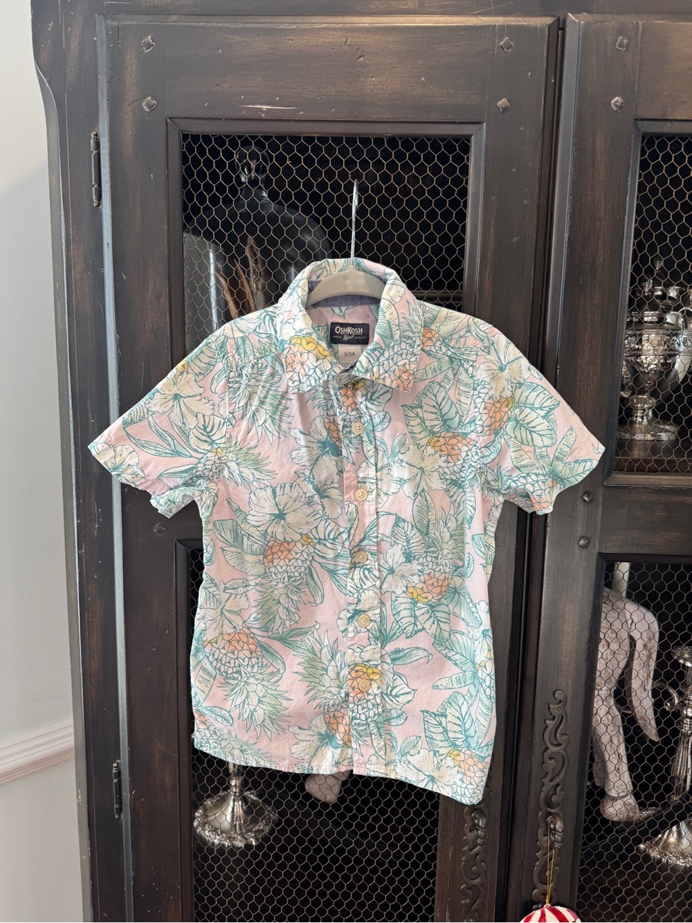 OshKosh B'gosh Pink Pineapple Floral Short-Sleeve Button Shirt